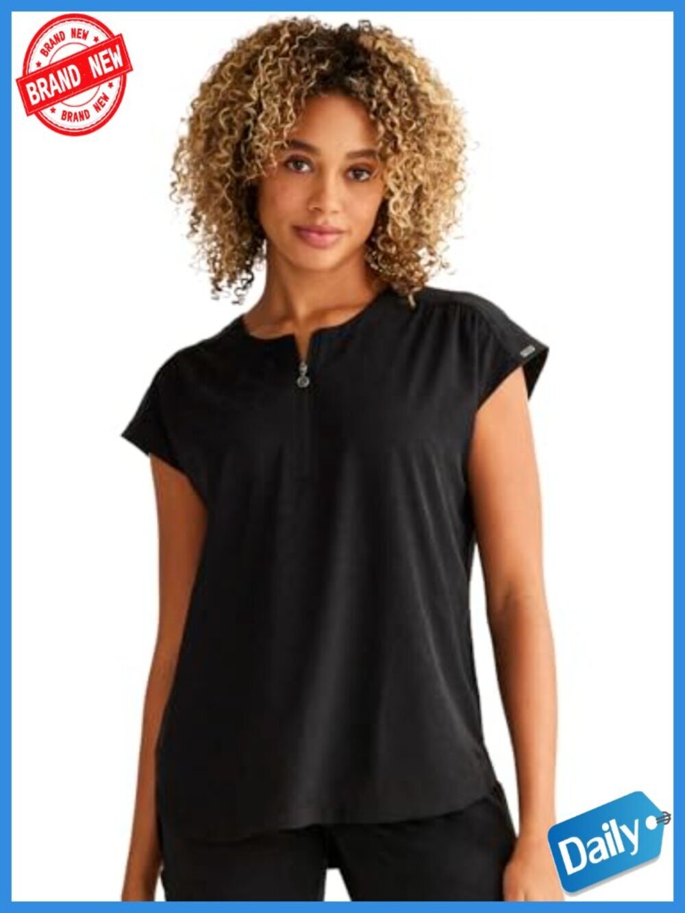 Healing Hands Women's Round Neck Scrub Top with Pockets, Dolman Sleeves, Zip